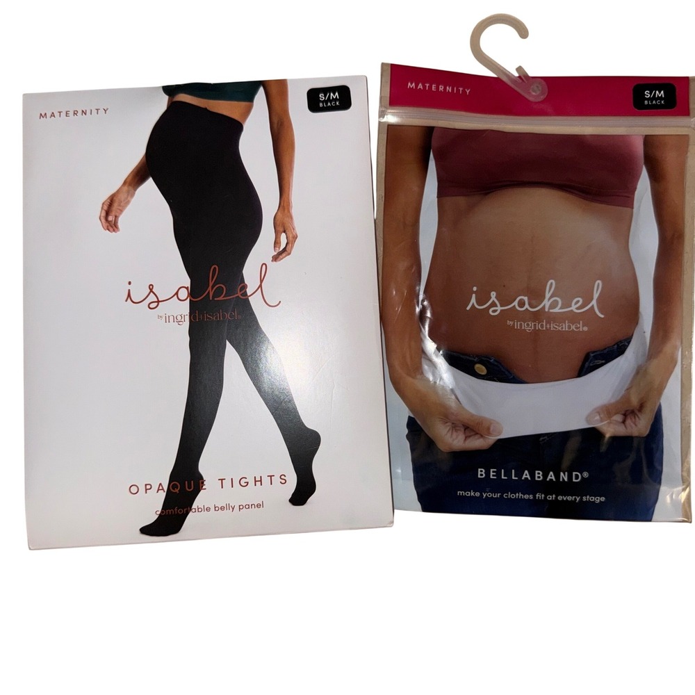 Ingrid Isabel Maternity Opaque Tights Black AND Bella Band S/M Belly Panel